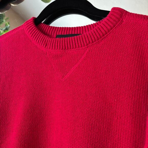 Vintage Croft & Barrow Red Cotton Knit Sweater Large 90s Y2K - Picture 3 of 8